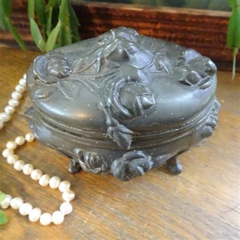 victorian casket style fruit adorned metal box|Victorian Casket Box .